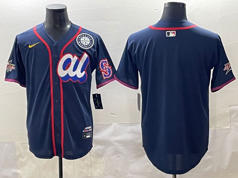 Men 2025 Seattle Mariners Blank Drak Blue All star Blank Blue Nike MLB Jersey style 2->seattle mariners->MLB Jersey